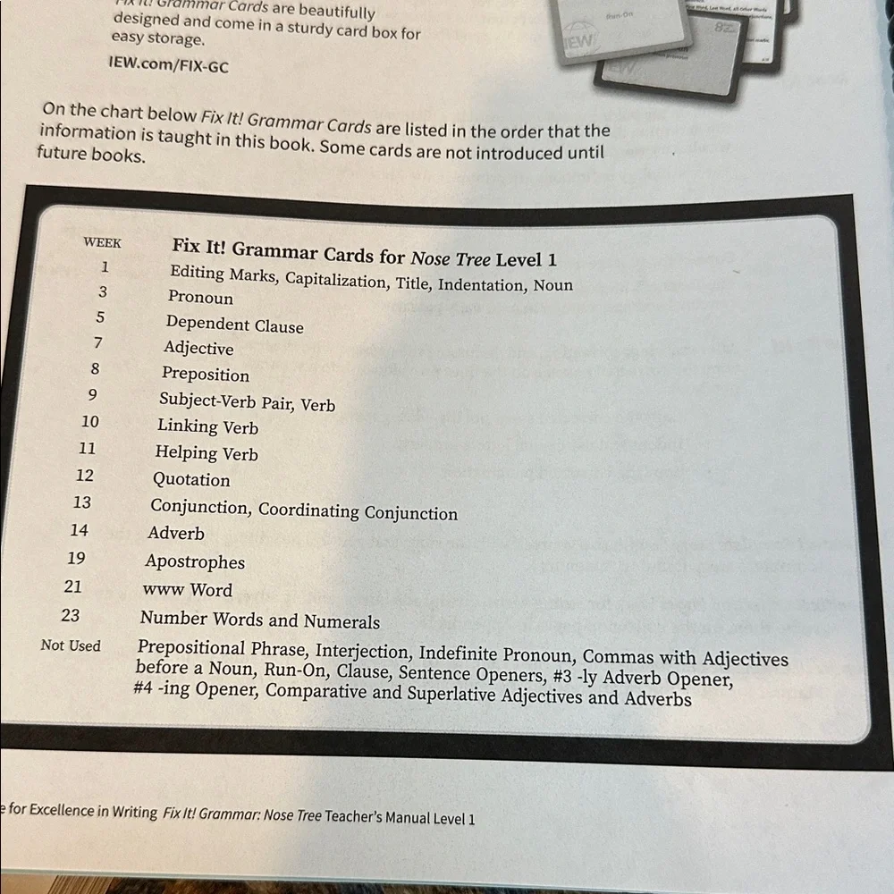IEW curriculum Fix It! Grammar: Level 1 Nose Tree [Teacher's Manual only] spiral